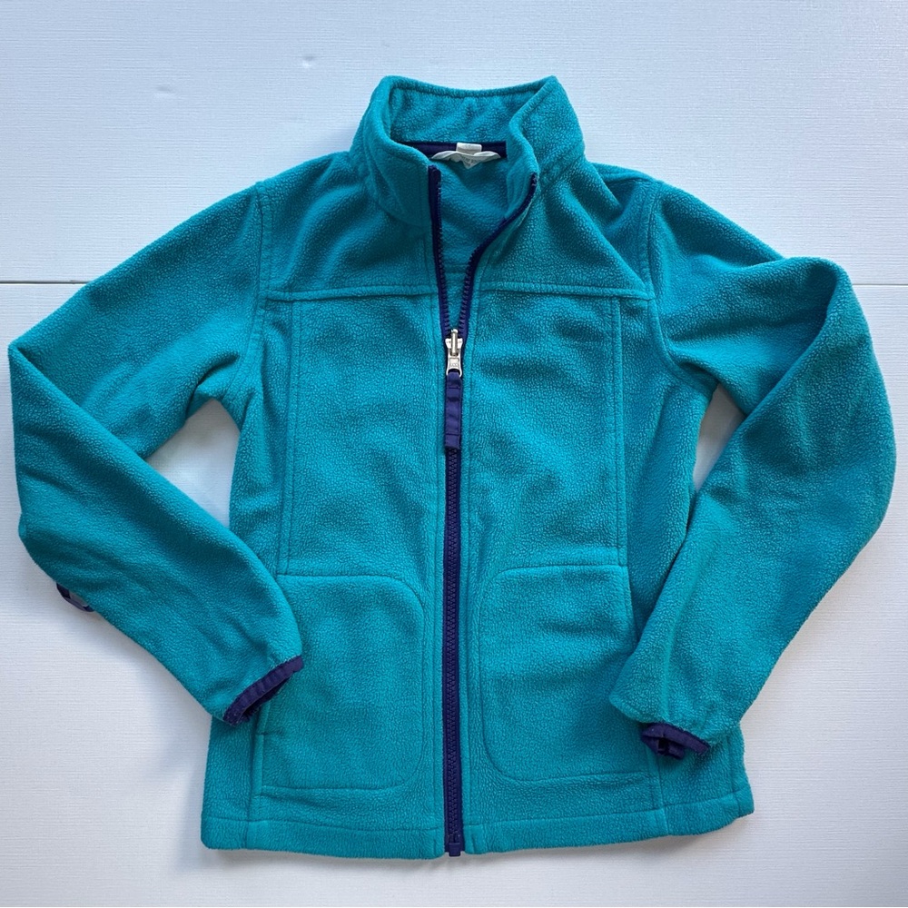 Lands End kids‎ blue purple full zip fleece jacket coat girls medium